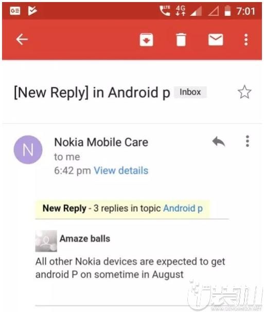 诺基亚智能手机或将于8月份全部升级到Android P系统