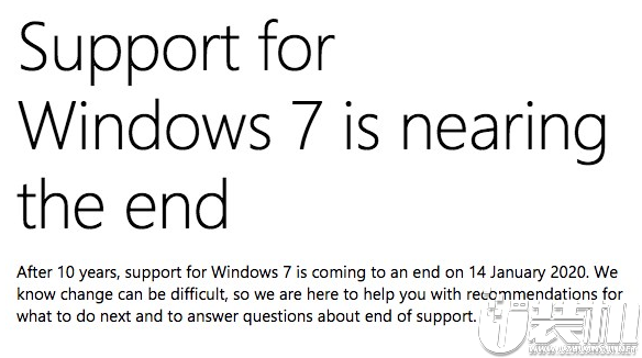 消息称，微软向win7用户推送显示“支持终止”通知