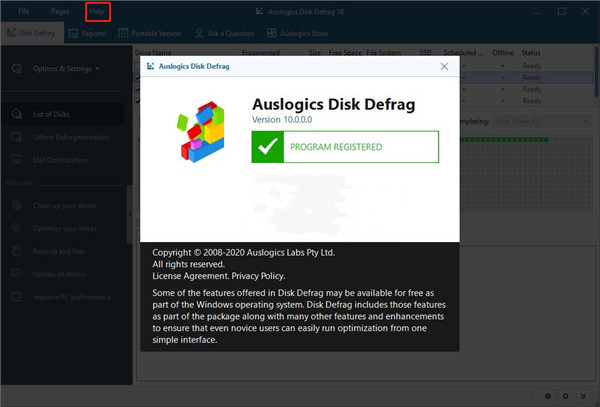 Auslogics Disk Defrag Pro个人版